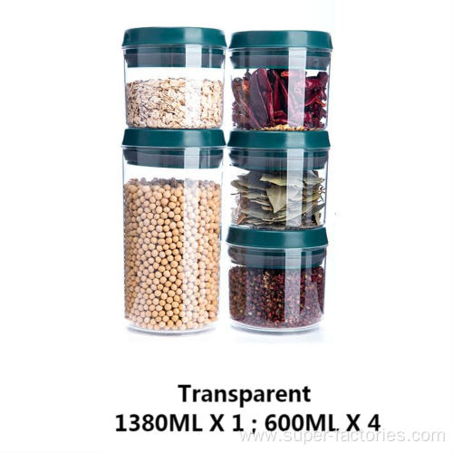 Set 5 Plastic Home Food Sealing Storage Jars